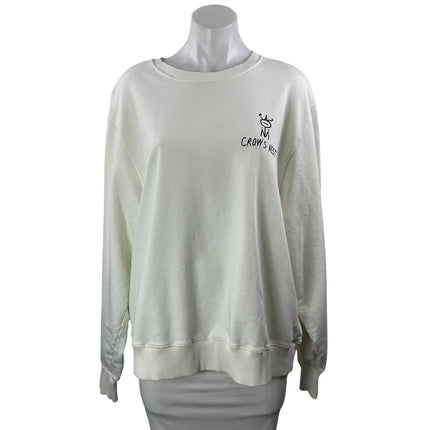 Lingua Franca Women's White Crows Nest Crew Long Sleeve Sweatshirt Top Size XL