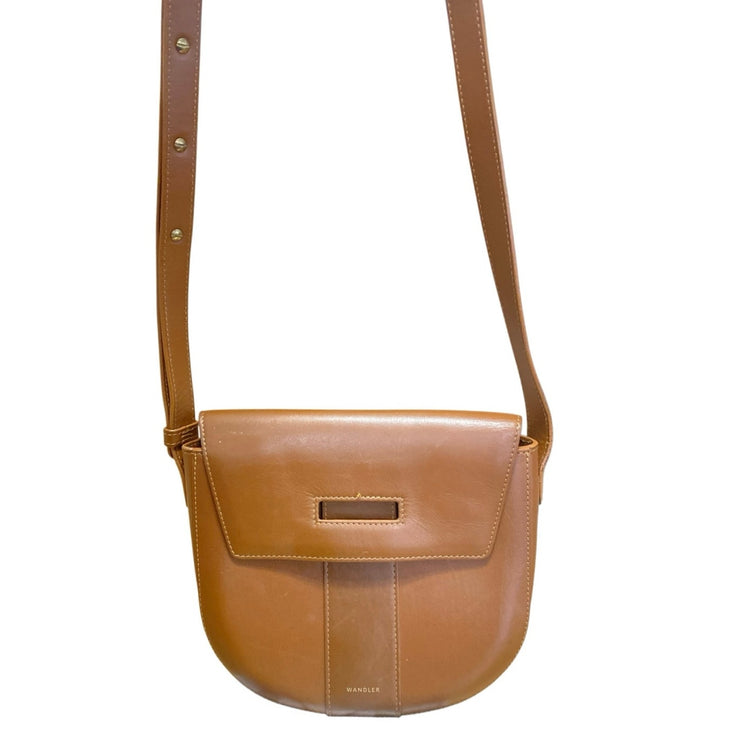 Wandler Miles Brown Leather Minimalist Rounded Shoulder Crossbody Handbag OS