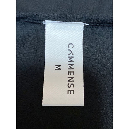 Commense Women's Black V-Neck Ruffles Long Bell Sleeve Crop Blouse Top Size M