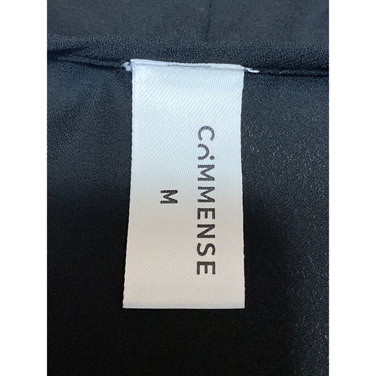 Commense Women's Black V-Neck Ruffles Long Bell Sleeve Crop Blouse Top Size M
