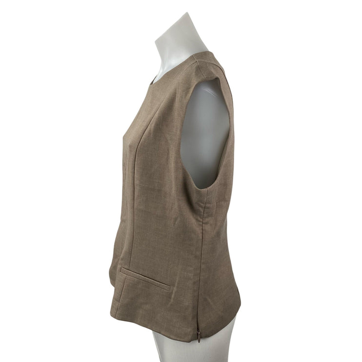 NEW Abercrombie & Fitch Women's Tan Sleeveless Pocket Tank Blouse Top Size L
