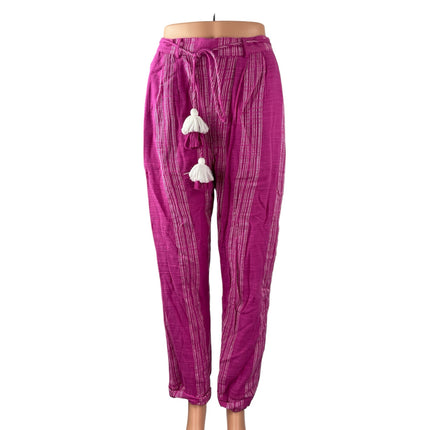 Anthropologie Ollari Womens Pink Stripe High Rise Loose Tapered Trousers Pants S