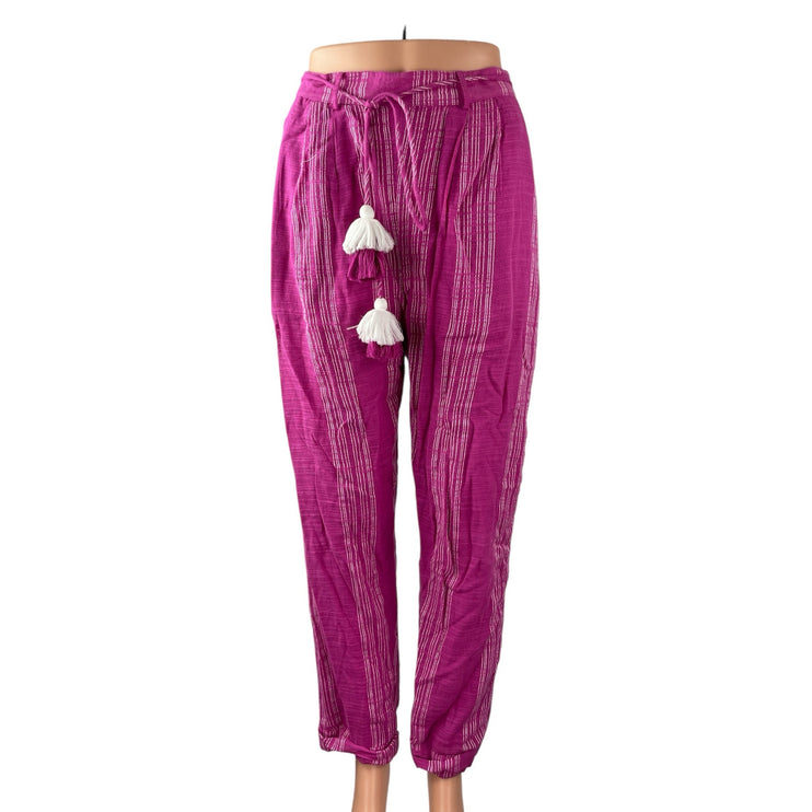 Anthropologie Ollari Womens Pink Stripe High Rise Loose Tapered Trousers Pants S