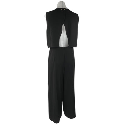 Lulus Women's Black Sleeveless Split Back Straight Wide Leg Romper Jumpsuit Sz L