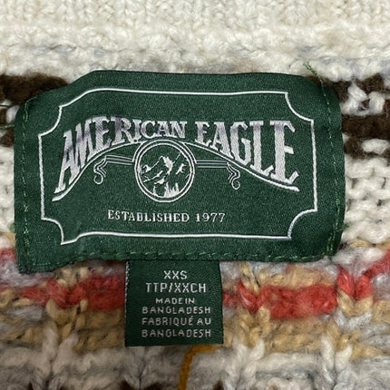 American Eagle Multicolor Fair Isle Southwest Button Crop Cardigan Sweater XXS