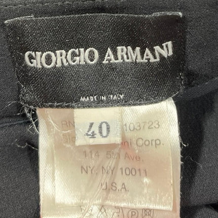 Giorgio Armani Borgo 21 Black 100% Silk Straight High Waist Trousers Pants Sz 40