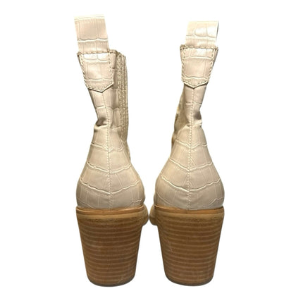 Steve Madden Geniva Beige Crock Faux Leather Square Toe Heel Boots Size 10M