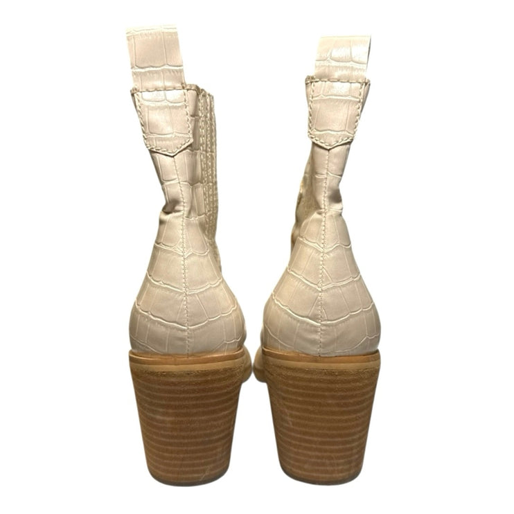 Steve Madden Geniva Beige Crock Faux Leather Square Toe Heel Boots Size 10M