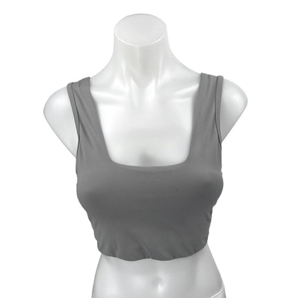 Women's Gray Sleeveless Square Neck Cami Camisole Sports Bra Crop Tank Top Sz S