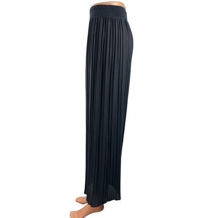 Drama Queen Women's Gray Pleated Elastic Waist Palazzo Wide Leg Trouser Pants XS