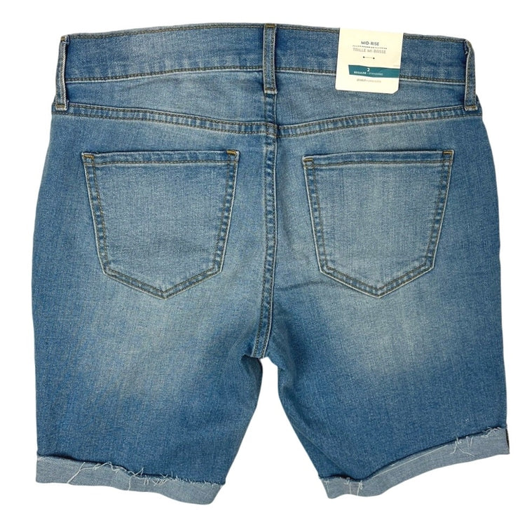 Old Navy NWT Women's Blue Denim Mid Rise Fitted Stretch Mini Bermuda Shorts XS