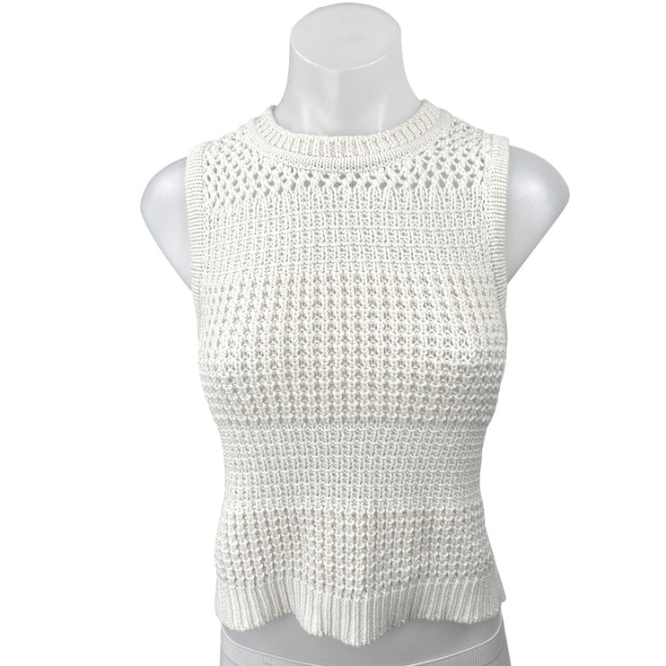 Universal Thread White Crochet Knit Sleeveless Pullover Crop Tank Top Cover Up S