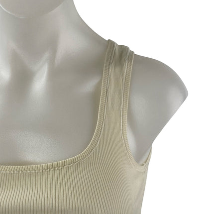 H&M Women's Cream Ribbed Knit Sculpt Square Neck Tank Cami Crop Top Size XS