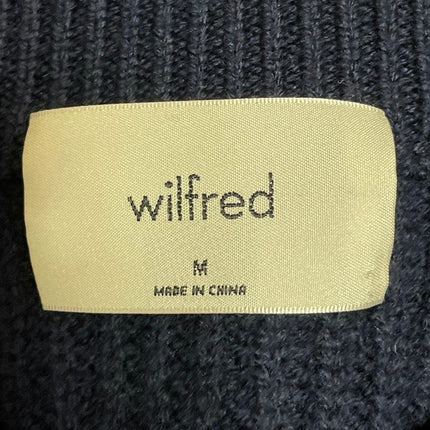 Aritzia Wilfred Maria 100% Wool Navy Blue White Striped Pullover Sweater Top M