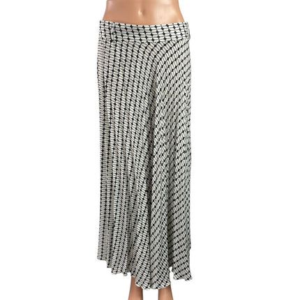 Zara Women's Black White Geometric High Waisted Full Swing Maxi Skirt Size L