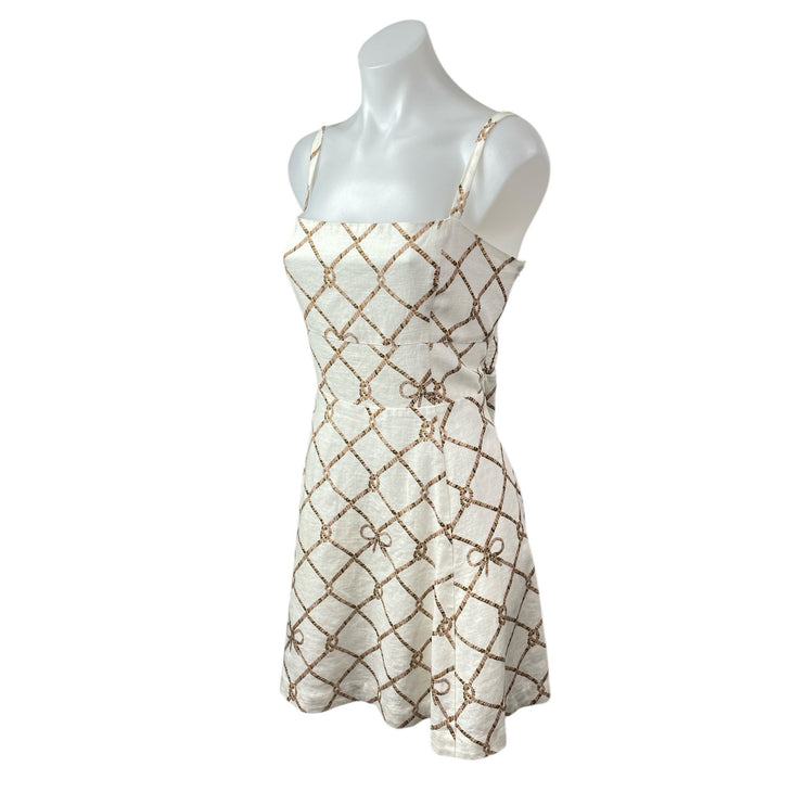 Hill House Home The Margot White Knot Linen Sleeveless Fit & Flare Mini Dress XL