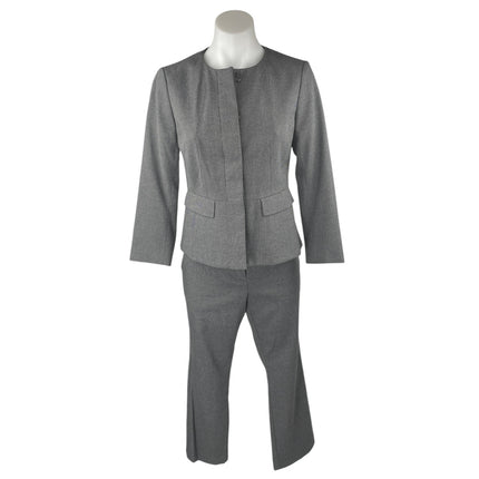 Ann Taylor Women's Gray Button Down Blazer & Trousers Pants 2Pc Suit Set Sz 0/2