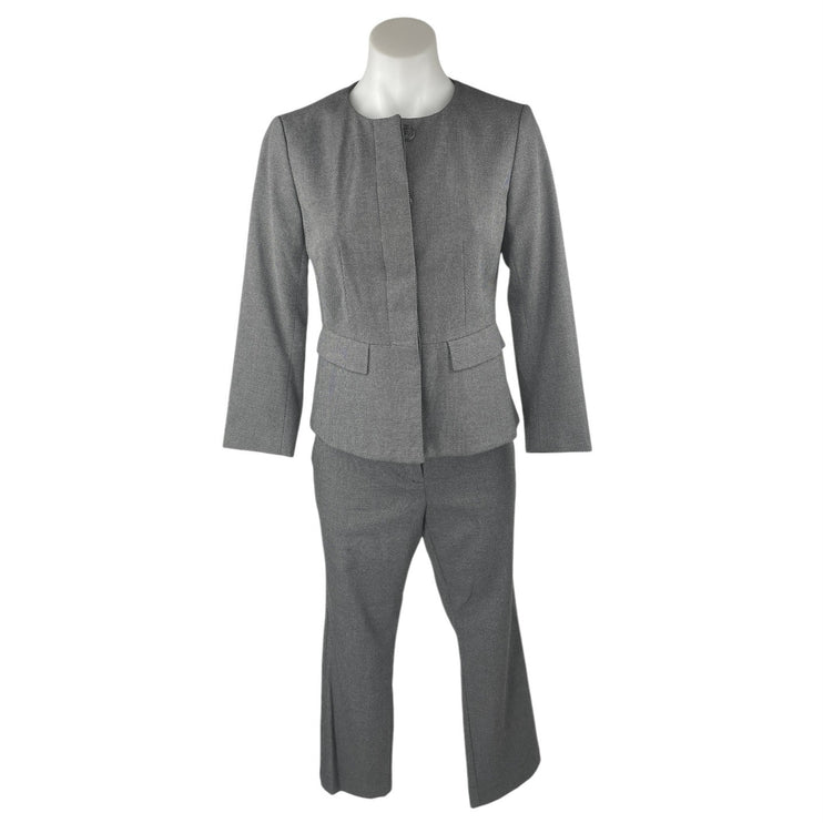 Ann Taylor Women's Gray Button Down Blazer & Trousers Pants 2Pc Suit Set Sz 0/2