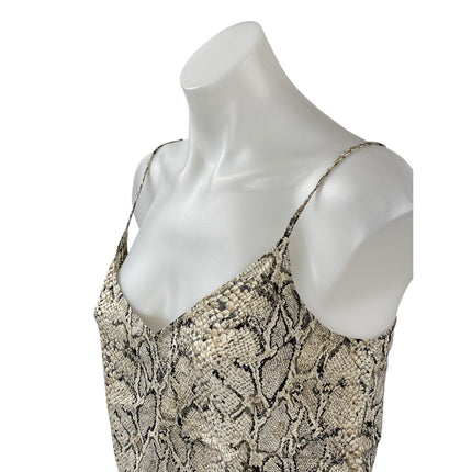 Equipment Women's Beige Snakeskin Graphic Print V Neck Cami Camisole Tank Top S