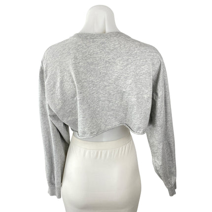 Aritzia TNA Women's Gray Long Sleeve Crew Neck Boxy Cropped Sweatshirt Top Sz S