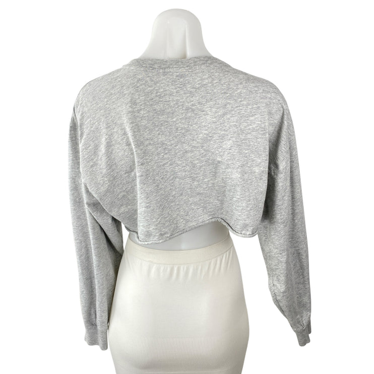 Aritzia TNA Women's Gray Long Sleeve Crew Neck Boxy Cropped Sweatshirt Top Sz S