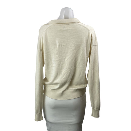 Aritzia Wilfred Women's Cream Wool Knit Long Sleeve Polo Sweatshirt Sweater XS