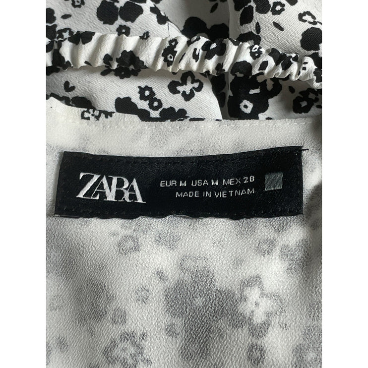 Zara Floral Print Strappy Sleeveless Button Down Midi Cami Flare A-Line Dress M