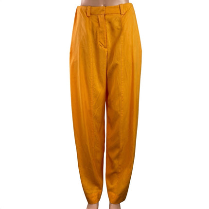 COS Women Orange Coral High Rise Pleated Wide Leg Baggy Trousers Pants Size 2