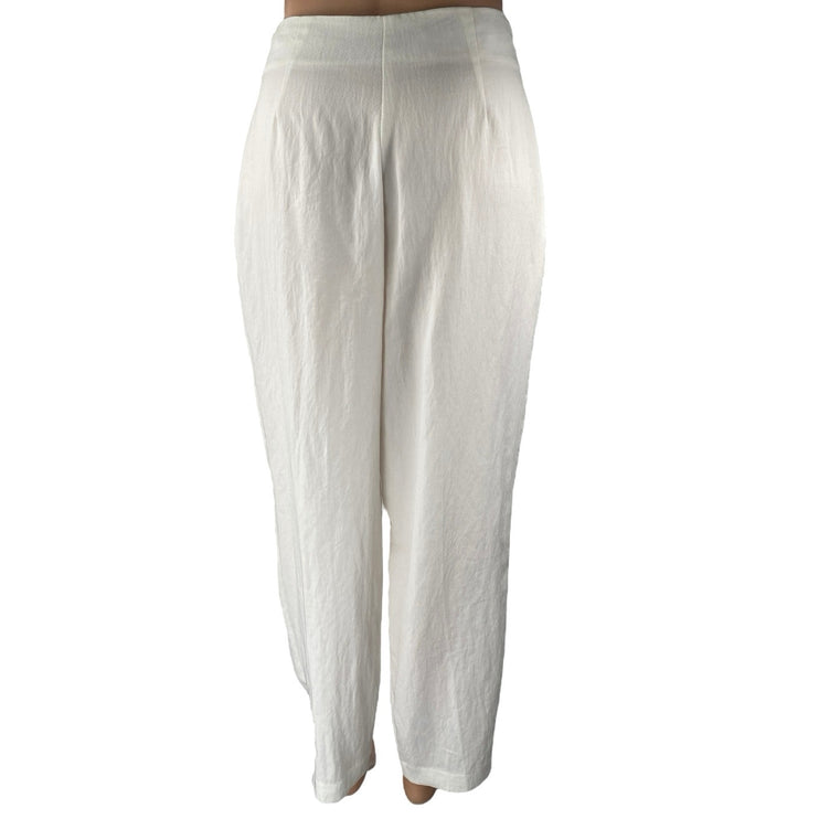Zara Women's White High Waisted Pleated Tapered Carrot Trousers Pants Size S