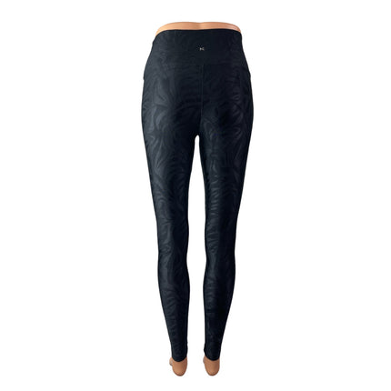 Koral Womens Black Jacquard Textured Yoga Running Athletic Leggings Pants Size S