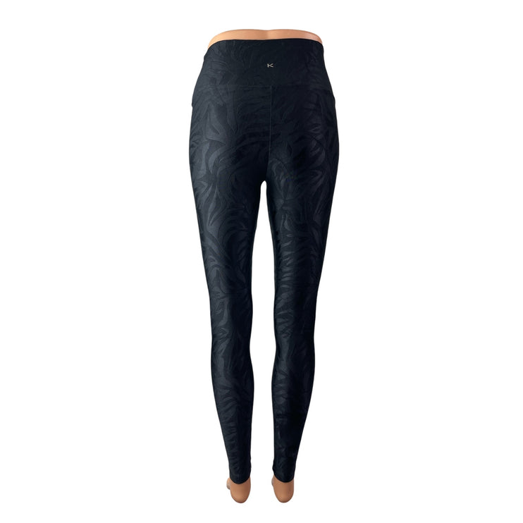 Koral Womens Black Jacquard Textured Yoga Running Athletic Leggings Pants Size S