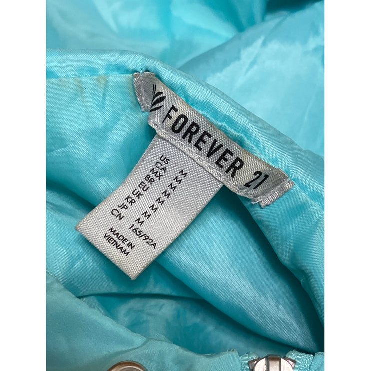 Forever 21 Women's Blue Hoodie Hooded Long Sleeve Windbreaker Jacket Size M