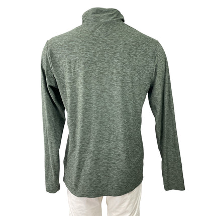 New Balance Dry Men's Green Heather Quarter Zip Long Sleeve Polo Shirt Top Sz L