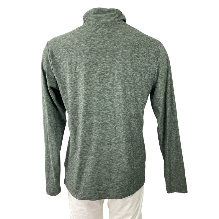 New Balance Dry Men's Green Heather Quarter Zip Long Sleeve Polo Shirt Top Sz L