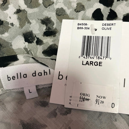 NEW Bella Dahl Green Animal Print Sleeveless Cowl Neck Cami Camisole Tank Top L