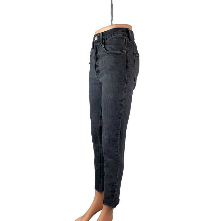 Aritzia Denim Forum Black Frayed Raw Hem High Rise Skinny Denim Jeans Pants 27