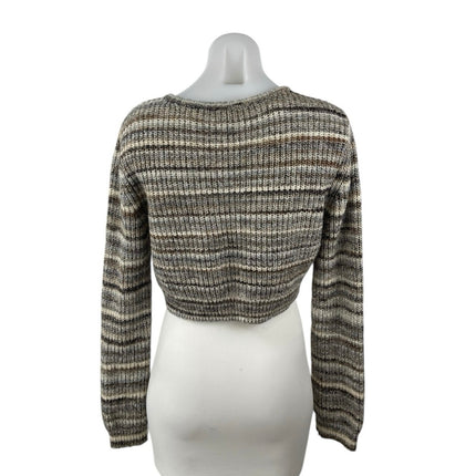Garage Multicolor Striped Wool Button Long Sleeve Crop Cardigan Sweater Top M