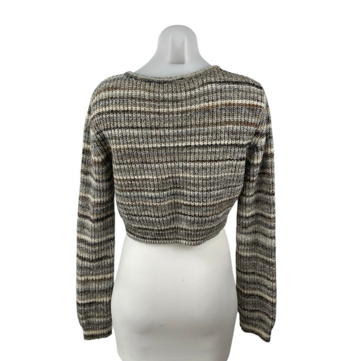 Garage Multicolor Striped Wool Button Long Sleeve Crop Cardigan Sweater Top M