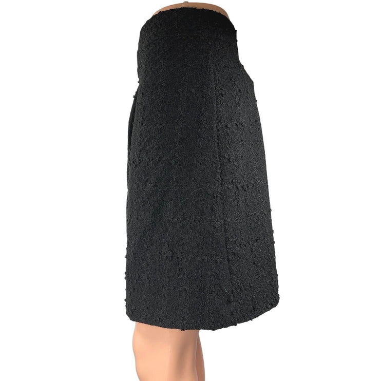 H&M Women's Black Tweed Button Down Casual Knee Length Mini A-Line Skirt Size 14