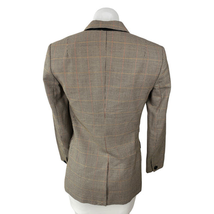 Rag & Bone Rona Women's Tan Wool Houndstooth Long Sleeve Blazer Coat Jacket 0