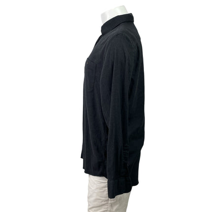 Faherty Men's Black Collar Chest Pocket Long Sleeve Button Down Shirt Top Size L
