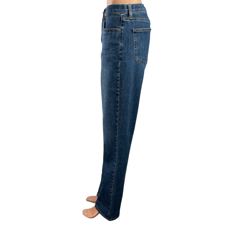 Uniqlo Womens Blue Medium Wash Mid Rise Straight Leg Denim Jeans Pants Size 28