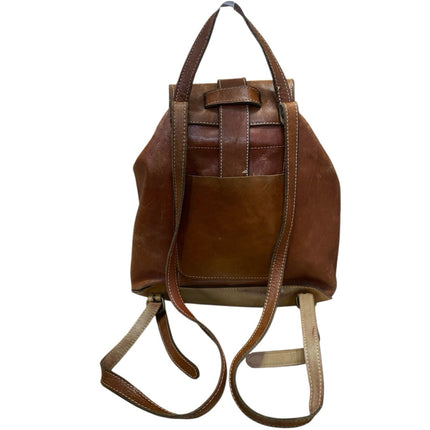Patricia Nash Vasto Brown 100% Italian Leather Classic Buckle Backpack Size OS