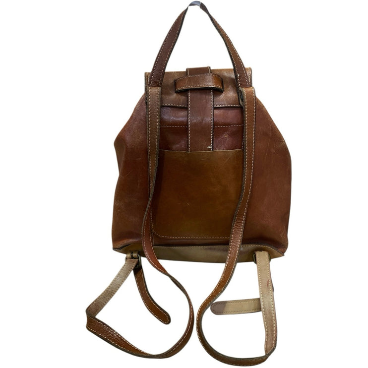 Patricia Nash Vasto Brown 100% Italian Leather Classic Buckle Backpack Size OS