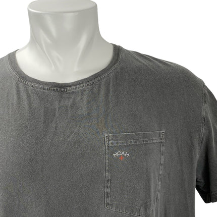 Noah NYC Core Logo Pocket Gray Crew Neck Short Sleeve Basic Tee T-Shirt Top Sz L