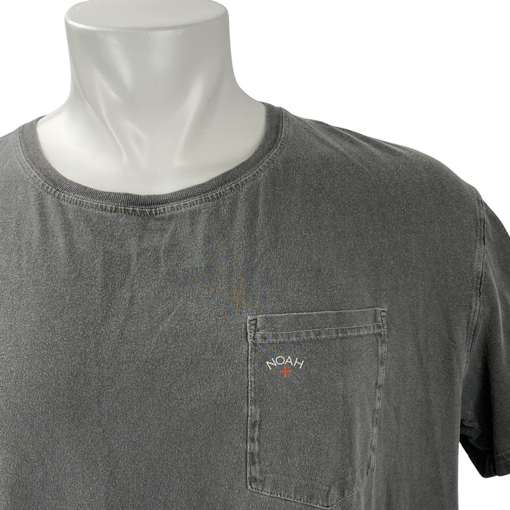 Noah NYC Core Logo Pocket Gray Crew Neck Short Sleeve Basic Tee T-Shirt Top Sz L