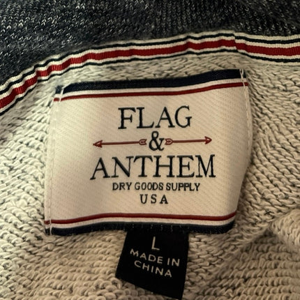 Flag & Anthem Men's Blue Knit Long Sleeve Zip Up Hooded Hoodie Sweatshirt Size L