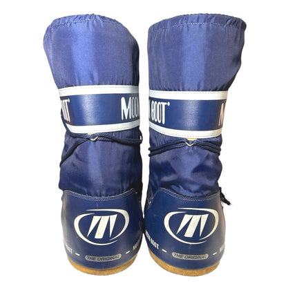 Moon Boot Icon Womens Navy Blue Nylon Criss Cross Winter Snow Boots Size 10-11.5