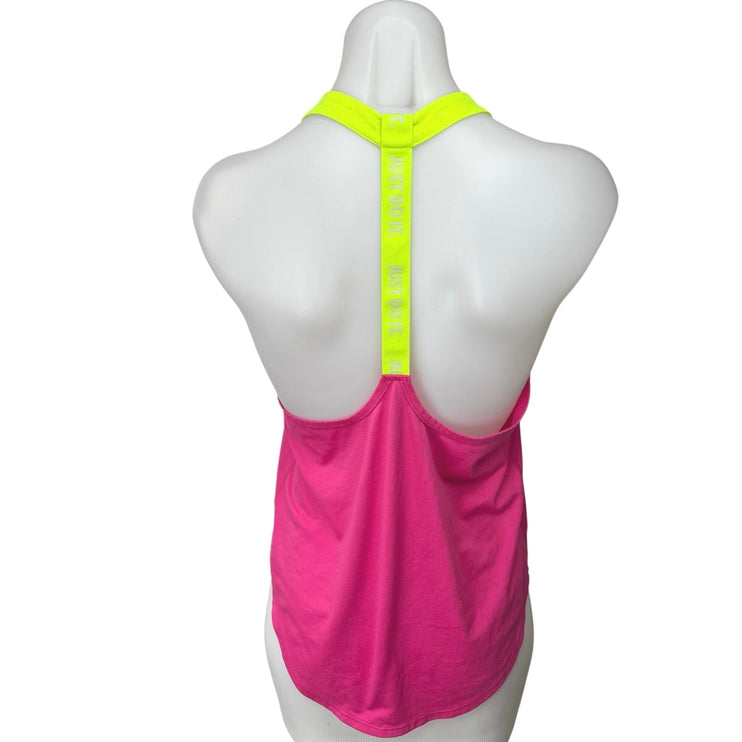 Nike Pink Yellow Sleeveless Racerback Scoop Neck Yoga Athletic Tank Top Size S