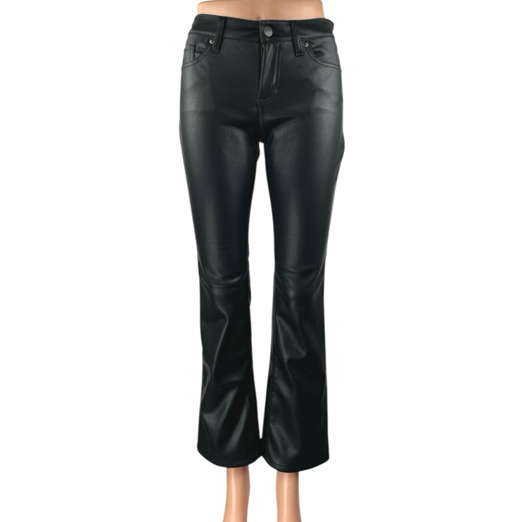 NEW Banana Republic Black Faux Vegan Leather Mid Rise Flared Bootcut Pants Sz 24